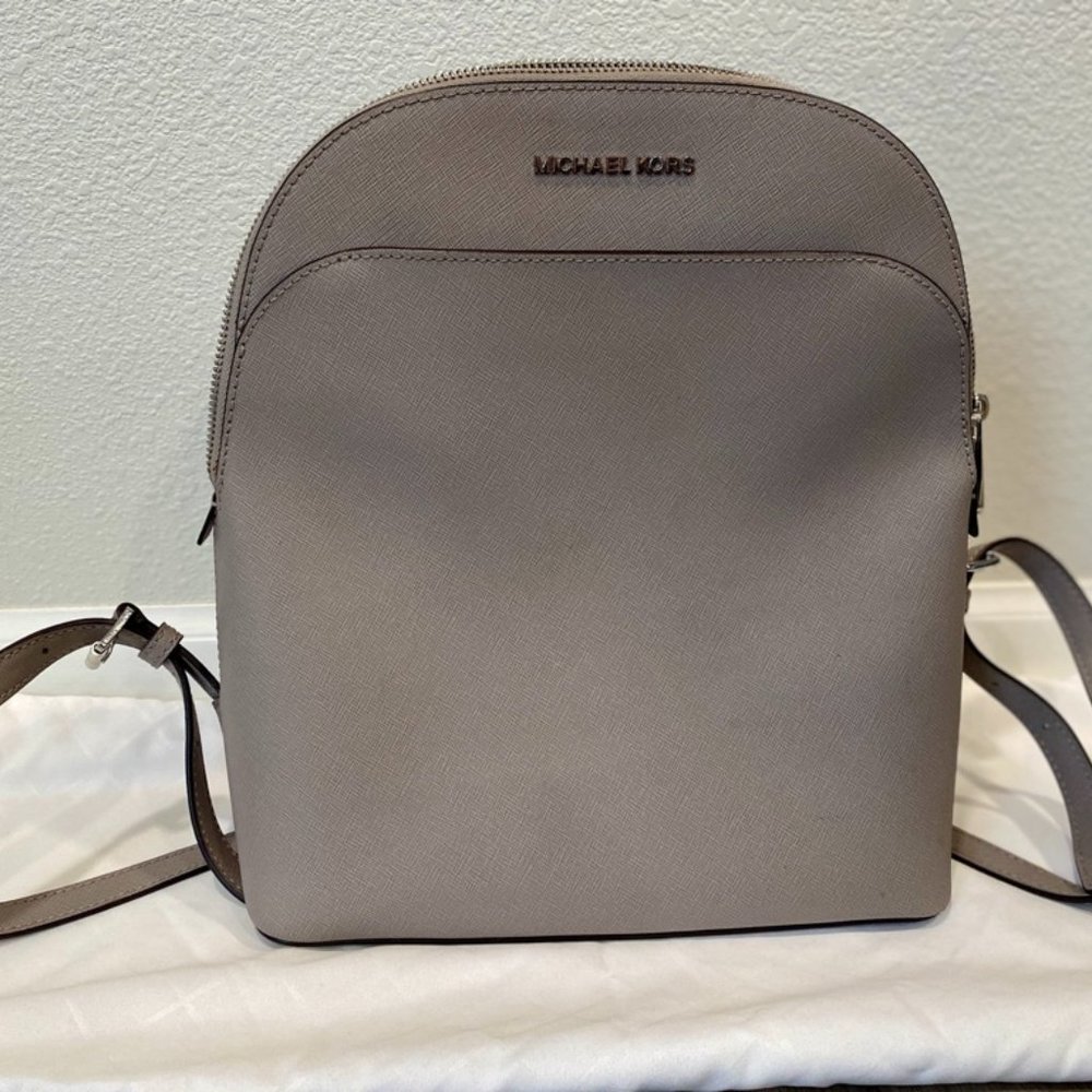 Michael Kors Emmy Pearl Grey Leather Backpack